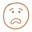 Une icône représentant un visage triste, symbolisant la tristesse ou le mécontentement.
