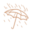 Une icône pixelisée d’un parapluie marron.