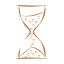 Une icône pixelisée d’un sablier avec des grains qui tombent.